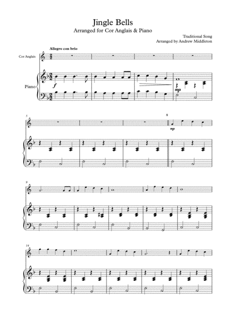 jingle Bells arranged for Cor Anglais & Piano (arr. Andrew Middleton)