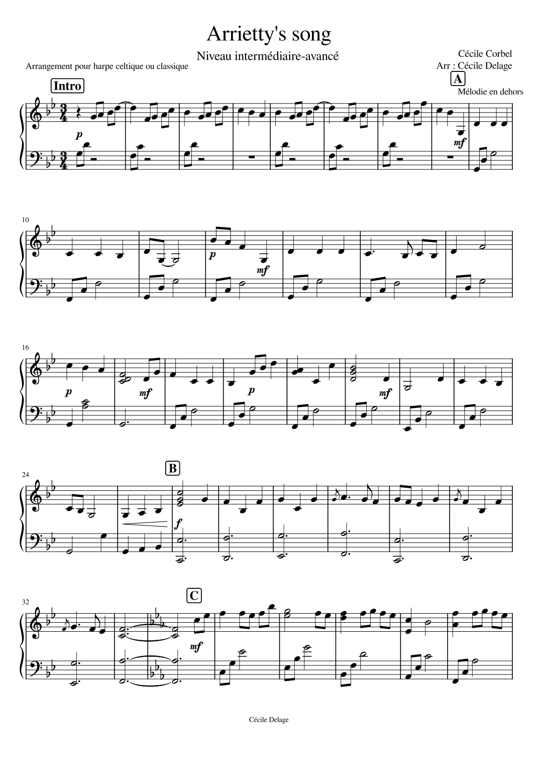 Arrietty's Song (arr. Cécile Delage)