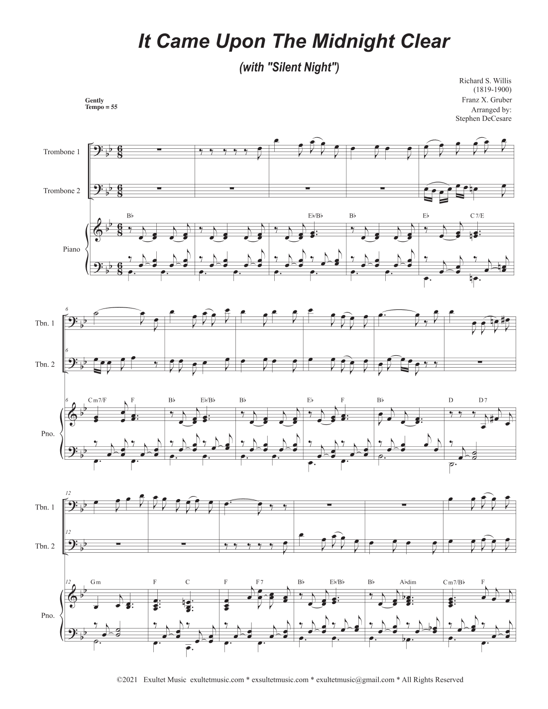 It Came Upon The Midnight Clear (with "Silent Night") (Trombone Duet) (arr. Stephen DeCesare)