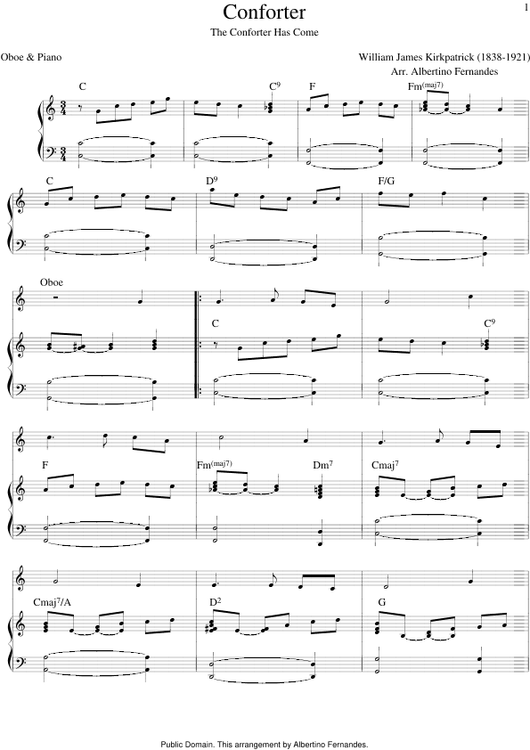 The Conforter Has Come (Oboe & Piano) (arr. Albertino Fernandes)