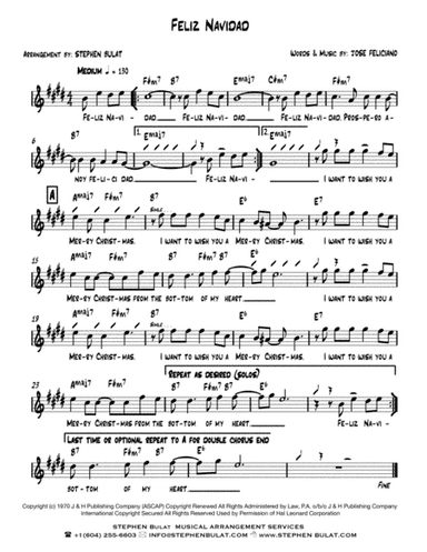 Feliz Navidad (arr. Stephen Bulat)