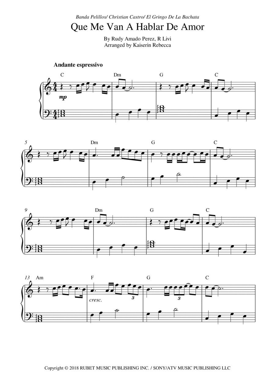 Que Me Van A Hablar De Amor (arr. Kaiserin Rebecca)