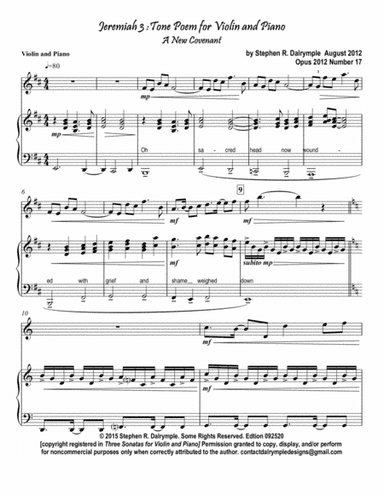 Jeremiah 3 - A New Covenant - Tone Poem for Violin and Piano by Stephen R Dalrymple