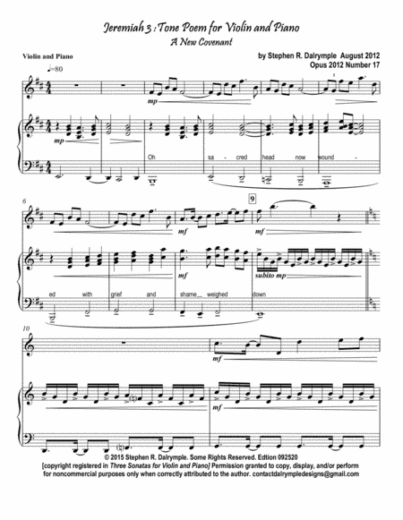 Jeremiah 3 - A New Covenant - Tone Poem for Violin and Piano by Stephen R Dalrymple