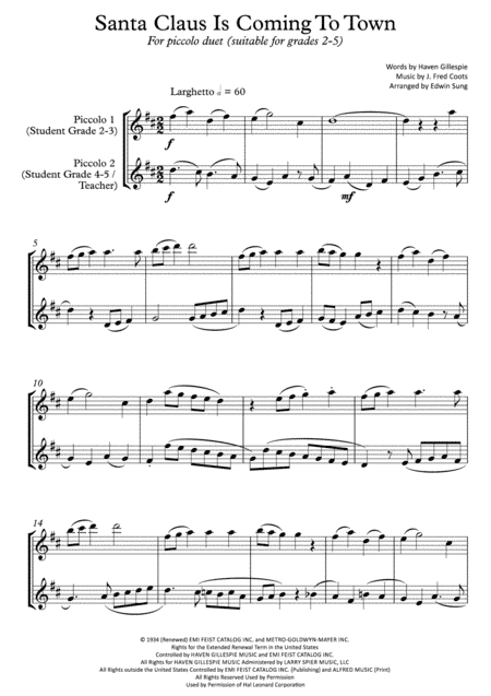 Santa Claus Is Comin' To Town (arr. Edwin Sung)