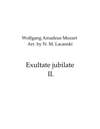 Exultate jubilate Second Movement Alleluia (arr. Nick Lacanski)