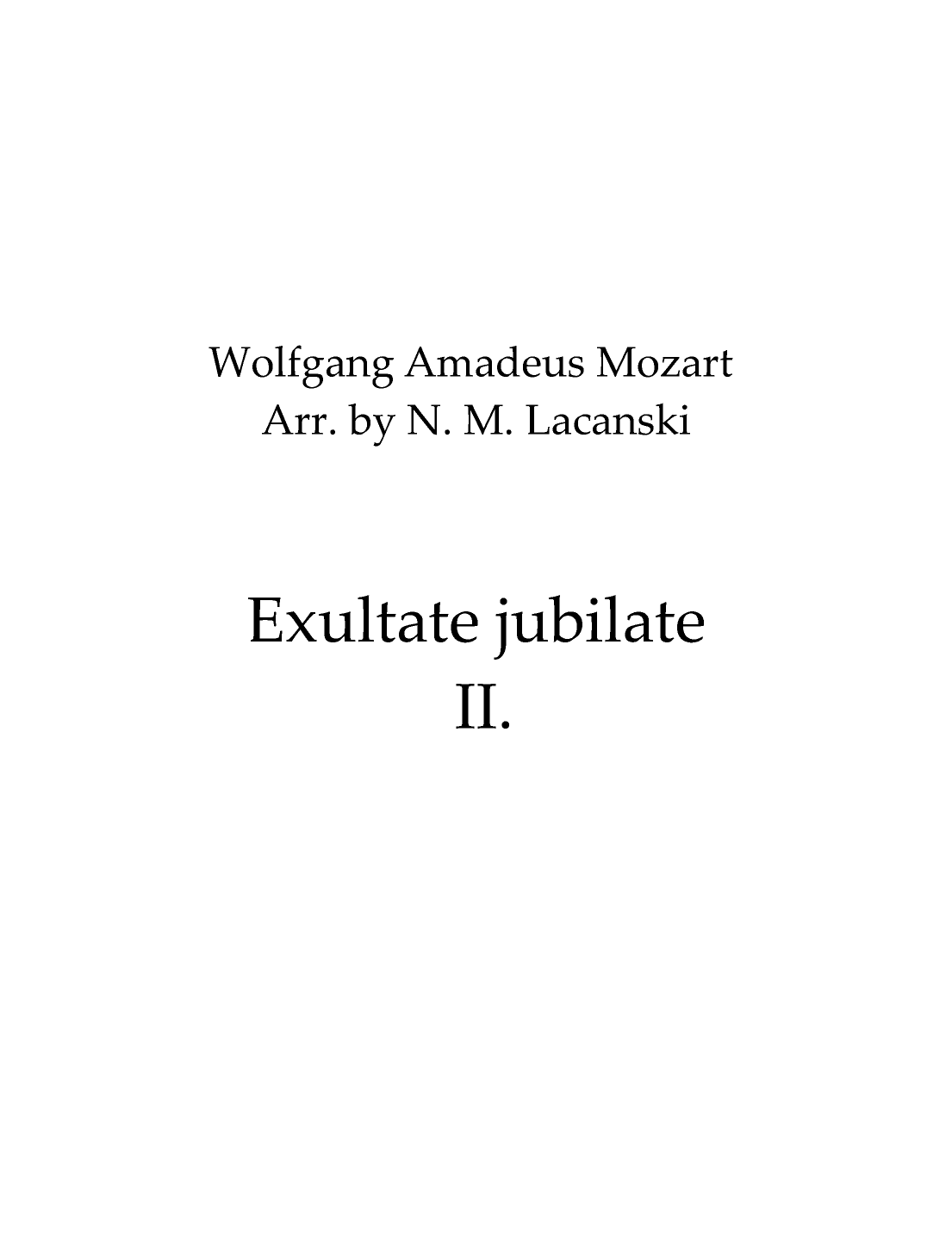 Exultate jubilate Second Movement Alleluia (arr. Nick Lacanski)