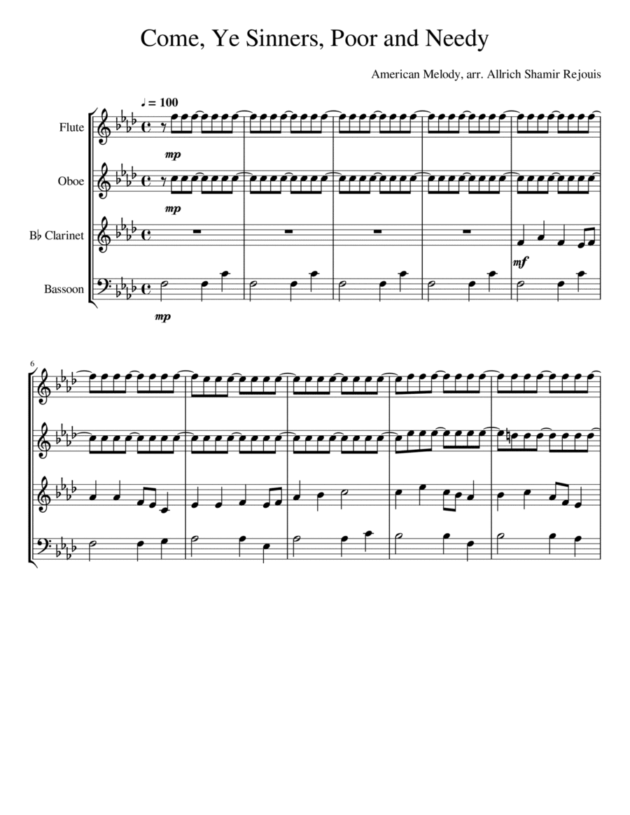 Come, Ye Sinners, Poor and Needy (arr. Allrich Shamir Rejouis)