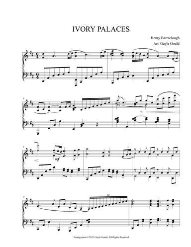 Ivory Palaces -- piano solo, advanced (arr. Gayle Gould)