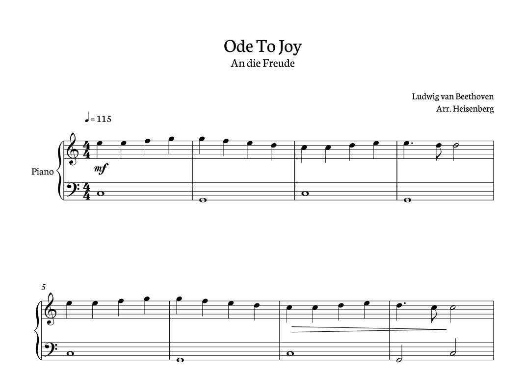 Ode to Joy for piano easy (arr. Heisenberg)