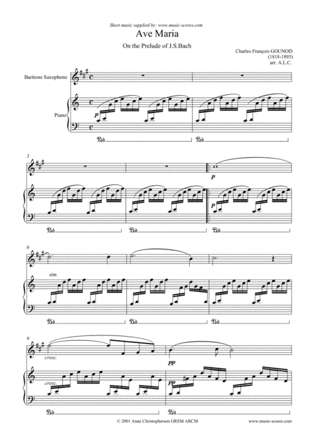 Ave Maria - Baritone Saxophone and Piano (arr. Anne L Christopherson GRSM ARCM)