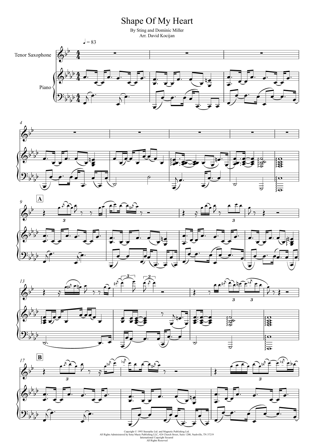 Shape Of My Heart (arr. David Kocijan)