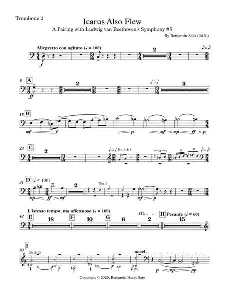 Icarus Also Flew: A Pairing with Beethoven's Symphony #5 - Trombone 2