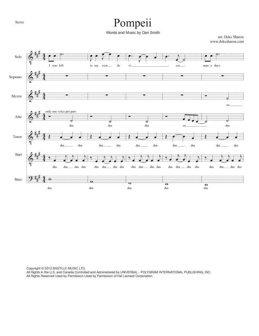 Pompeii (arr. Deke Sharon)