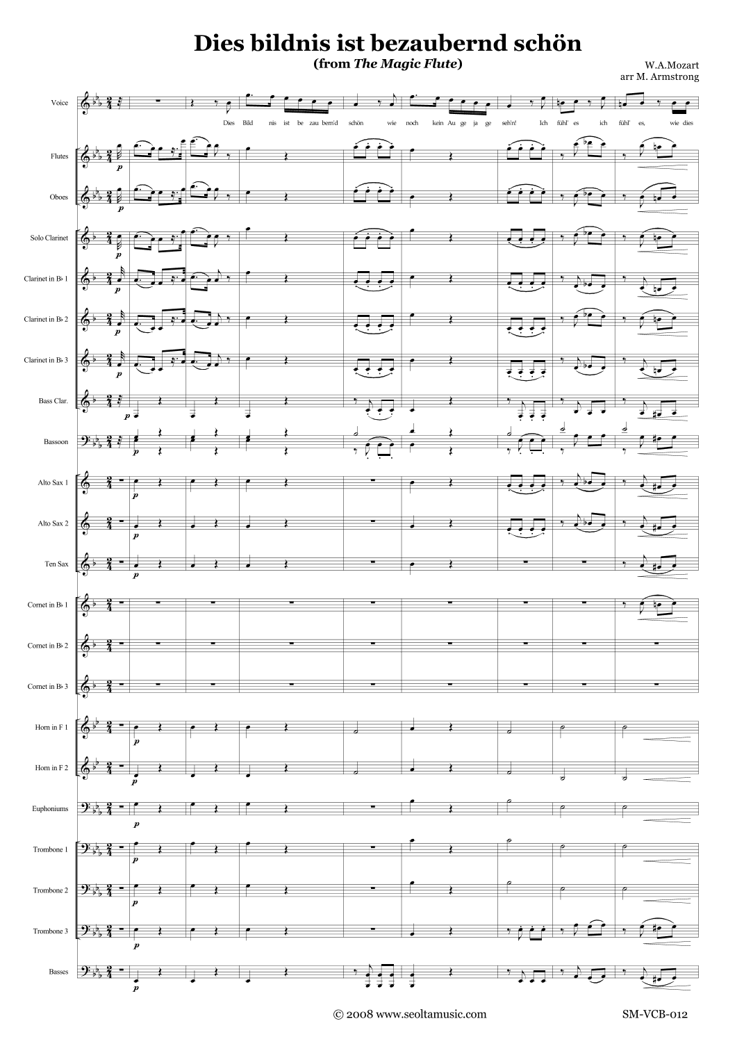 Dies bildnis ist bezaubernd schön for solo voice and concert band (arr. Mark Armstrong)