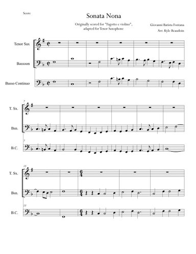 Sonata Nona (Tenor Sax, Bassoon, Continuo) (arr. Kyle Beaudoin)