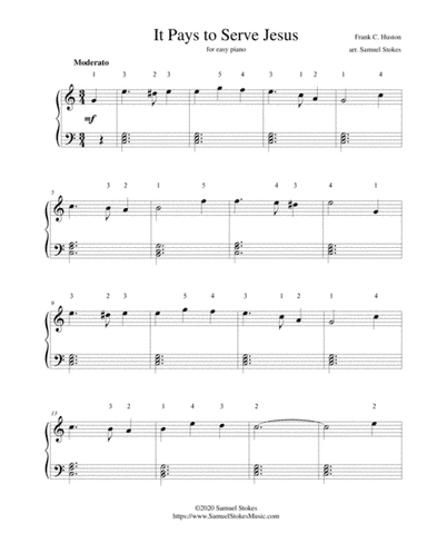 It Pays to Serve Jesus - for easy piano (arr. Samuel Stokes)