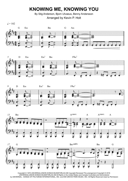 Knowing Me, Knowing You (arr. Kevin P. Holt)