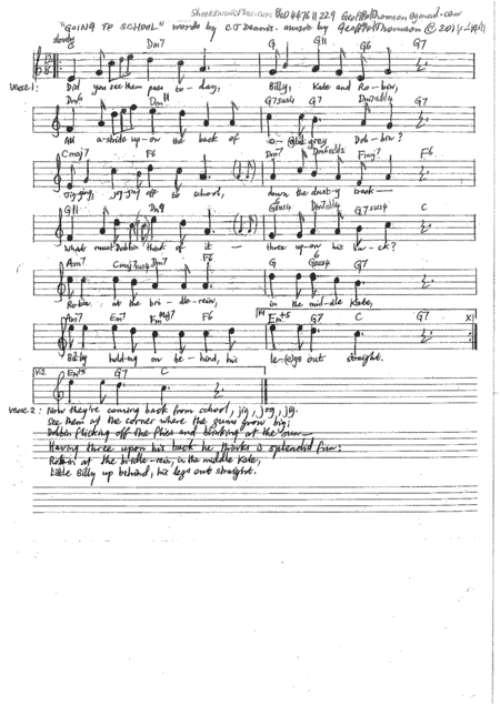 GOING TO SCHOOL. lead sheet& #CJDennis words AND piano