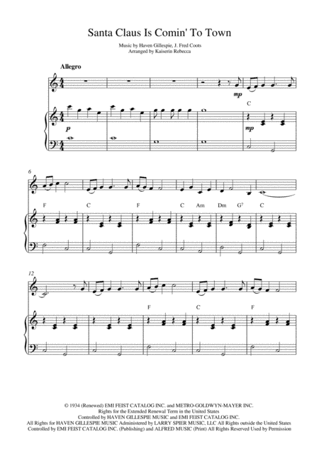 Santa Claus Is Comin' To Town (arr. Kaiserin Rebecca)