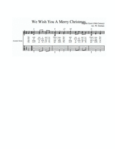 We Wish You a Merry Christmas - for fingerstyle guitar - tab & notation (easy) (arr. Big Bill Durham)
