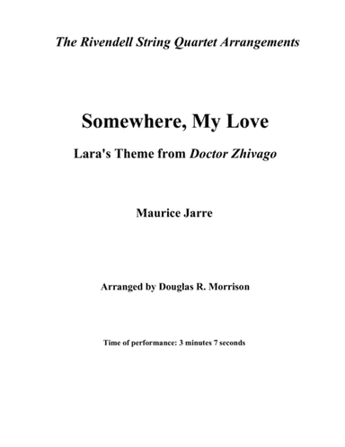 Somewhere, My Love (arr. Douglas R. Morrison)