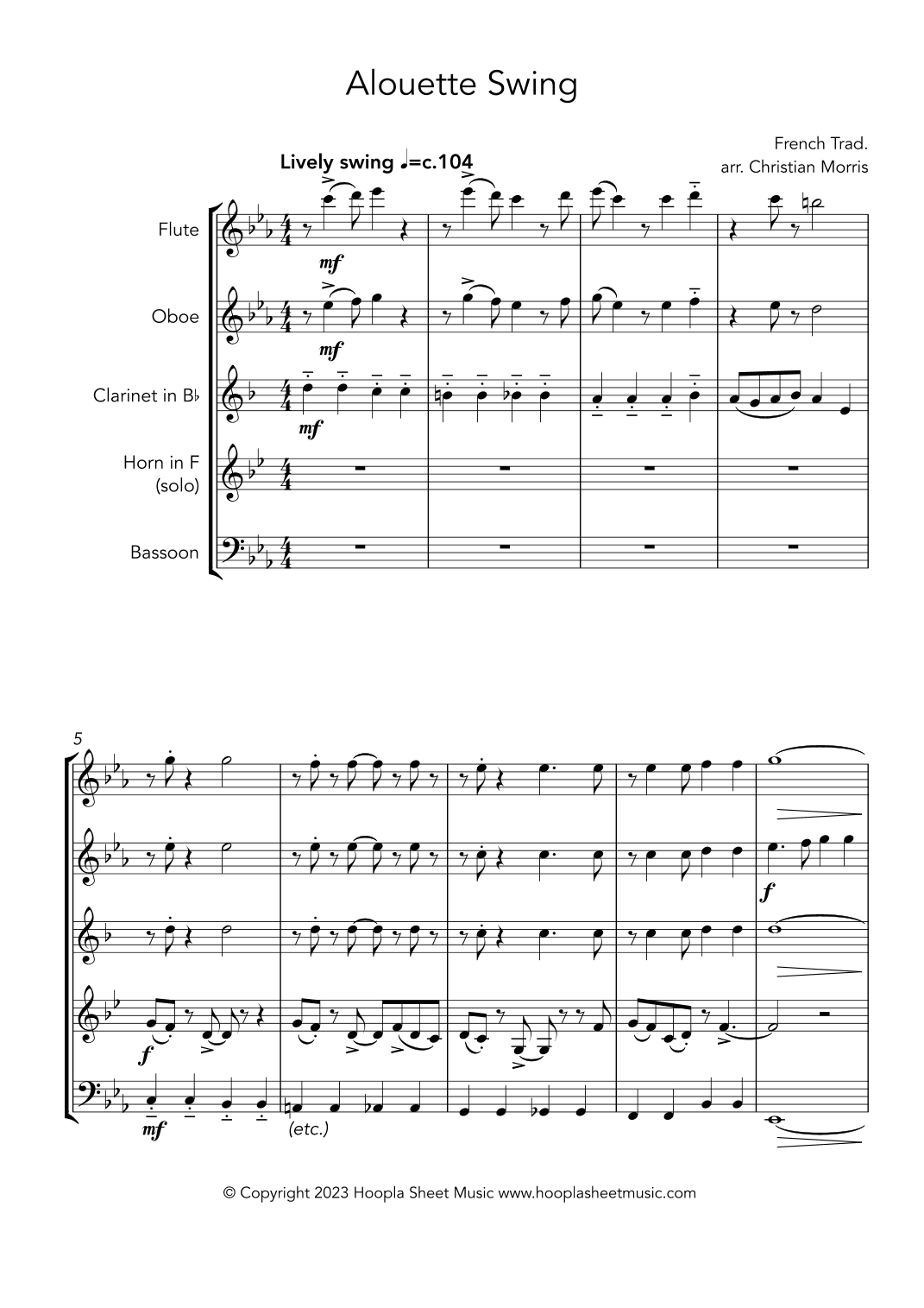 Alouette Swing (arr. Christian Morris)