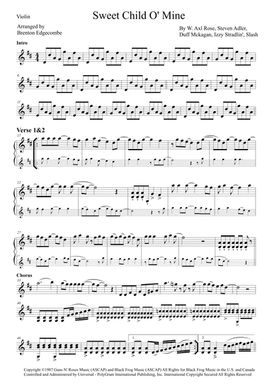 Sweet Child O' Mine (arr. Brenton Edgecombe)