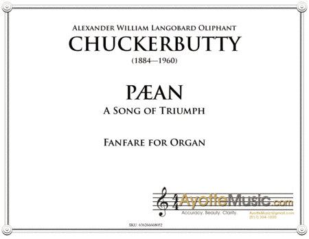 Chickerbutty - Paean Fanfare for Organ (arr. Ayotte Custom Musical Engravings)