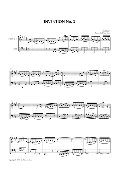 J.S. Bach: Invention No. 3 (Horn and Tuba) (arr. Roar Kvam)