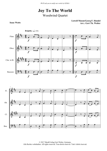Joy To The World (arr. Gert Th. Walter)