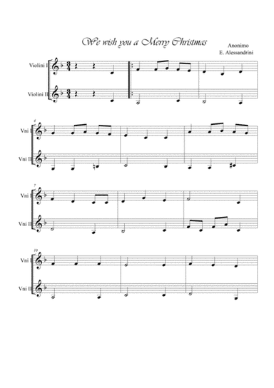 We wish you a Merry Christmas. Violins duet (arr. Ester Alessandrini)