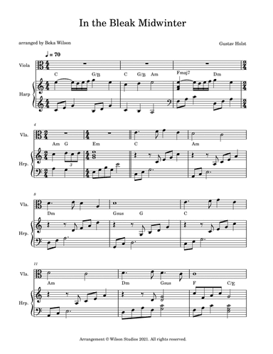 In the Bleak Midwinter--viola/harp duet (arr. Beka Wilson)