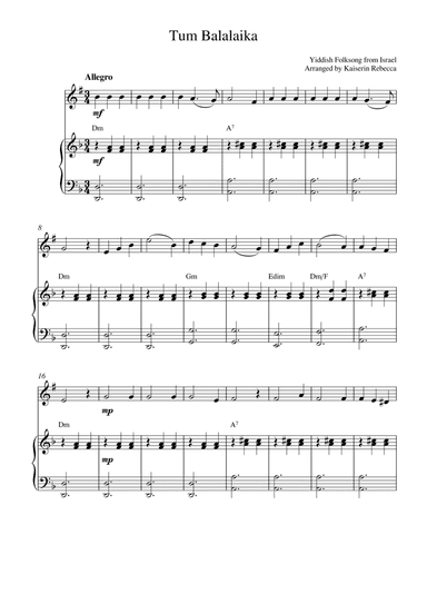 Tum Balalaika (for trumpet in B flat solo and piano accompaniment) (arr. Kaiserin Rebecca)