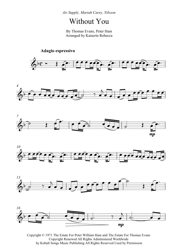 Without You (arr. Kaiserin Rebecca)