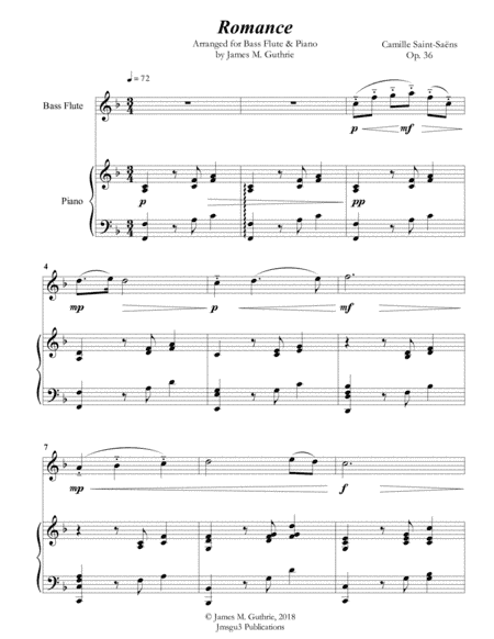Saint-Saens: Romance for Bass Flute & Piano (arr. James M. Guthrie)