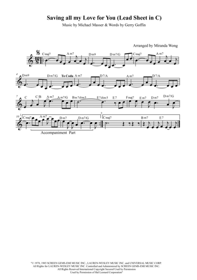 Saving All My Love For You (arr. Miranda Wong)