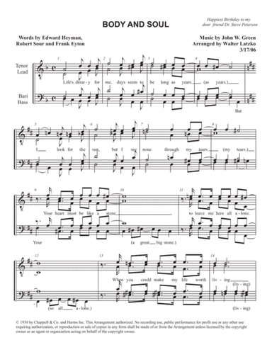 Body And Soul  from THREE'S A CROWD (arr. Walter Latzko)