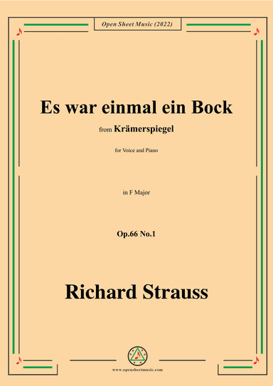 Richard Strauss-Es war einmal ein Bock,in G Major,Op.66 No.1 (arr. OSM Press)