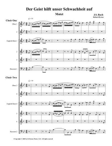 Der Geist hilft unser Schwachheit auf by J.S. Bach for Double Double-reed Choir (arr. Richard Byrnes)