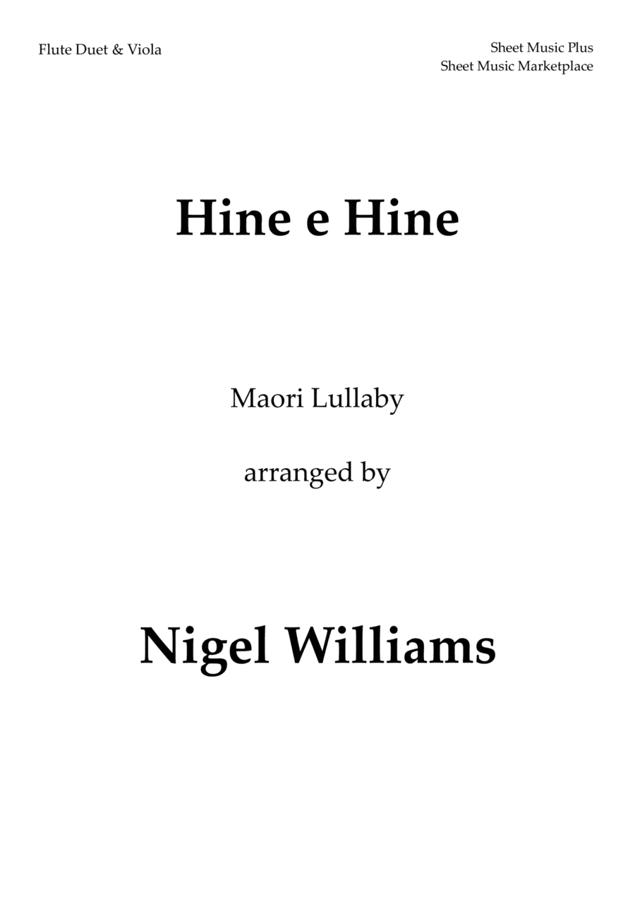 Hine e Hine (Maori Lullaby) for Two Flutes and Viola (arr. Nigel Williams)