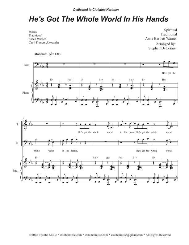 He's Got The Whole World In His Hands (Duet for Tenor and Bass solo - Easy Vocal Duet Version) (arr. Stephen DeCesare)