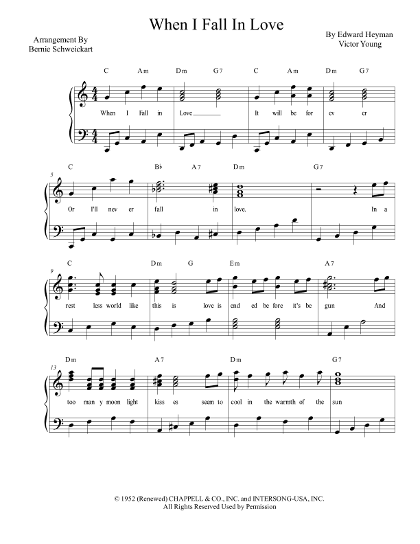 When I Fall In Love (arr. Bernie Schweickart)