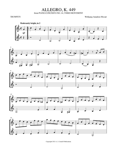 Allegro ma non troppo (from Piano Concerto No. 14, K. 449) (arr. Mark Phillips)