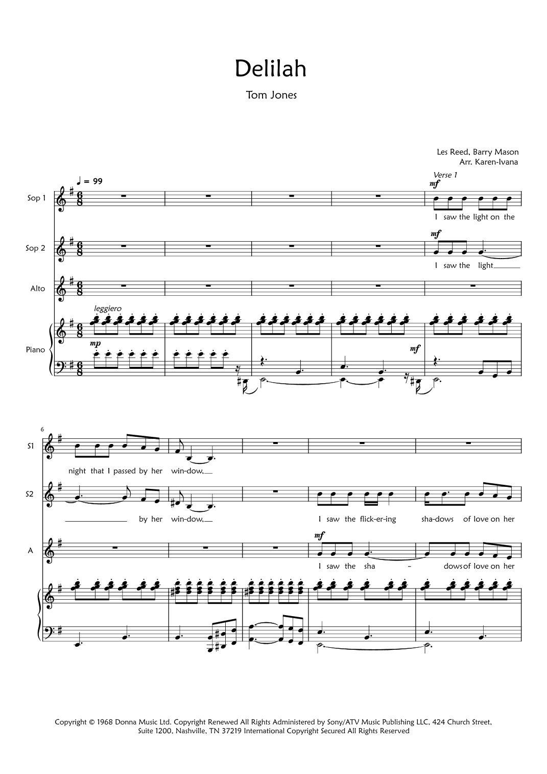 Delilah (arr. Karen Ivana)