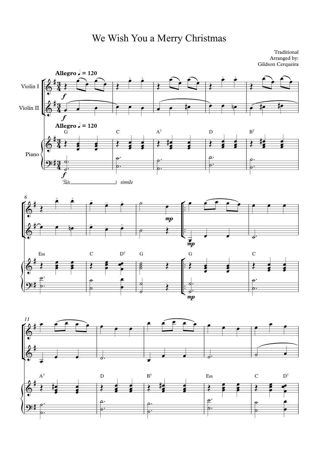We Wish You a Merry Christmas (arr. Gildson Cerqueira)