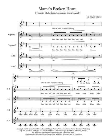 Mama's Broken Heart (arr. Bryan Sharpe)