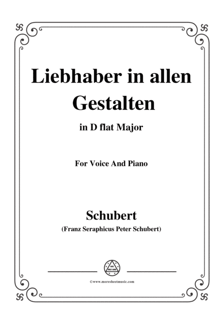 Schubert-Liebhaber in allen Gestalten,in D flat Major,for Voice&Piano (arr. MSM)
