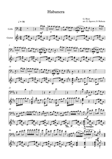 Habanera, Georges Bizet, For Cello & Guitar
