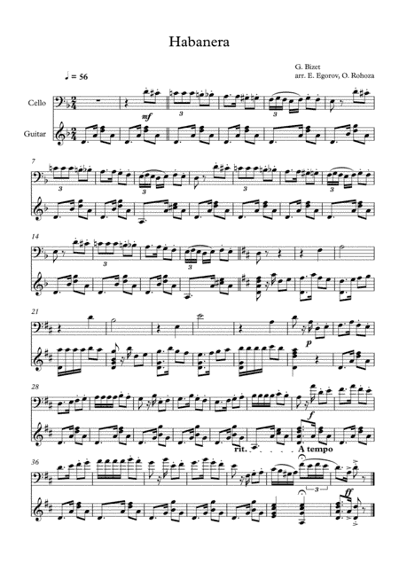 Habanera, Georges Bizet, For Cello & Guitar
